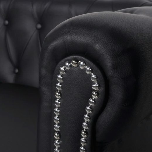 Chesterfield Sofa 3-Sitzer Kunstleder Schwarz