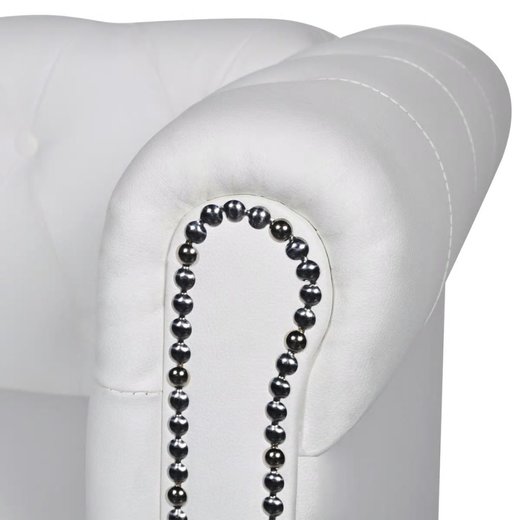 Chesterfield Sofa 2-Sitzer Kunstleder Wei
