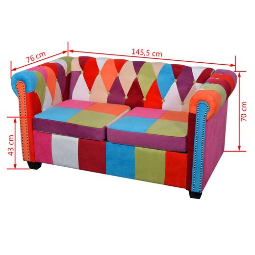 Chesterfield Sofa 2-Sitzer Stoff