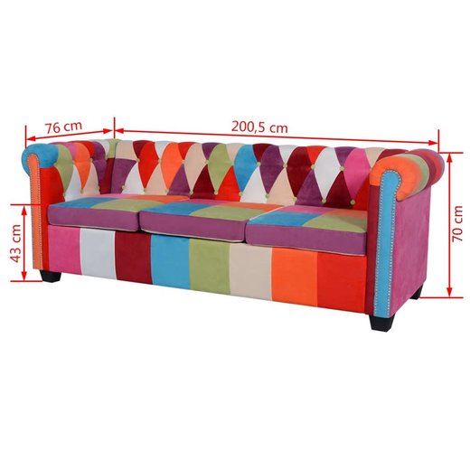 Chesterfield Sofa 3-Sitzer Stoff
