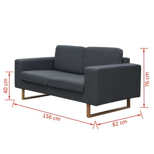 2-Sitzer Sofa Stoff Dunkelgrau
