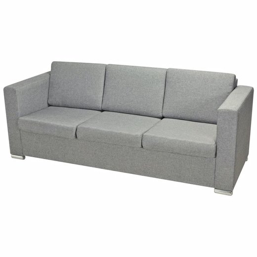 3-Sitzer Sofa Stoff Hellgrau