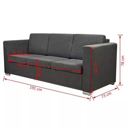 3-Sitzer Sofa Stoff Dunkelgrau