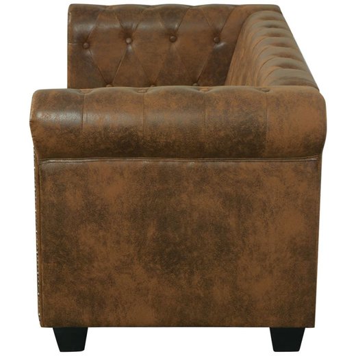 Chesterfield Sofa 2-Sitzer Kunstleder Braun