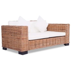 2-Sitzer-Sofa Natrliches Rattan