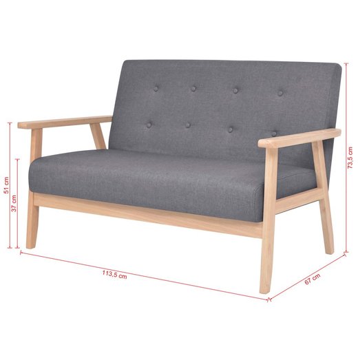 2-Sitzer Sofa Stoff Dunkelgrau