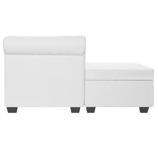 Chesterfield Sofa in L-Form Kunstleder Wei