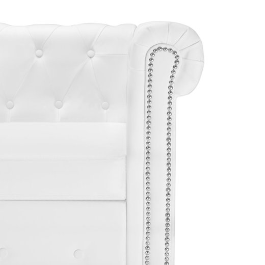 Chesterfield Sofa in L-Form Kunstleder Wei