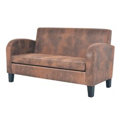 2-Sitzer Sofa Knstliches Veloursleder Braun