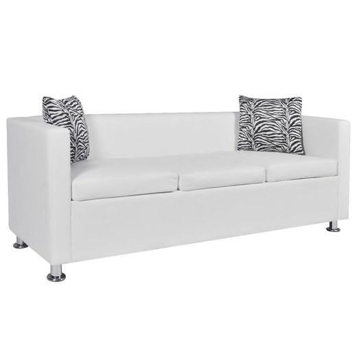 Sofa-Set Kunstleder 3-Sitzer + 2-Sitzer Wei