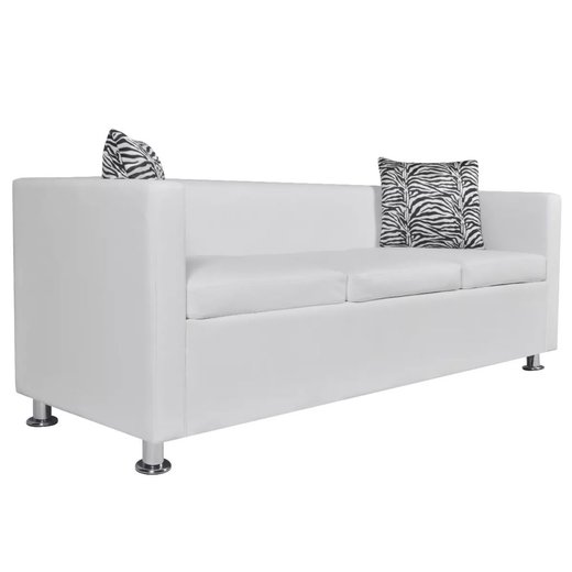 Sofa-Set Kunstleder 3-Sitzer + 2-Sitzer Wei