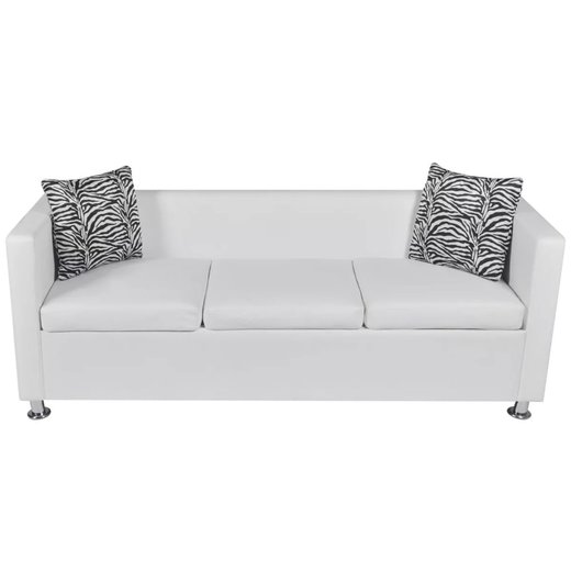Sofa-Set Kunstleder 3-Sitzer + 2-Sitzer Wei
