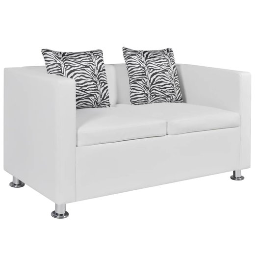 Sofa-Set Kunstleder 3-Sitzer + 2-Sitzer Wei