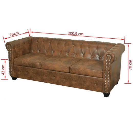 Chesterfield Sofa-Set 2-Sitzer und 3-Sitzer Kunstleder Braun