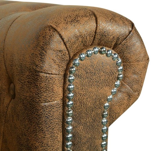 Chesterfield Sofa-Set 2-Sitzer und 3-Sitzer Kunstleder Braun