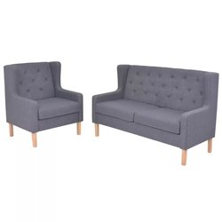Sofa-Set 2-tlg. Stoff Grau