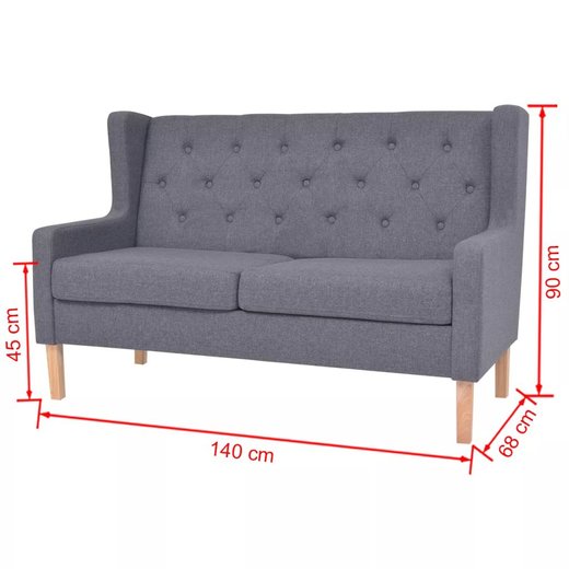 Sofa-Set 2-tlg. Stoff Grau
