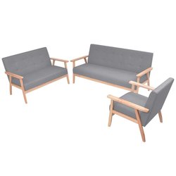 Sofa-Set 3-tlg. Stoff Hellgrau