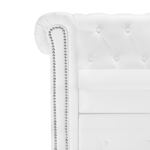 Chesterfield Sofa in L-Form Kunstleder Wei