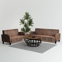 Sofa-Set 2-tlg. Kunstleder in Wildleder-Optik Braun