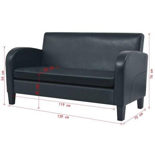 Sofa-Set 2-tlg. Kunstleder Schwarz