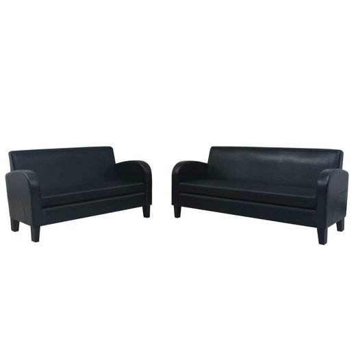 Sofa-Set 2-tlg. Kunstleder Schwarz