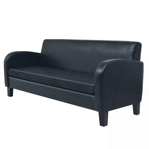 Sofa-Set 2-tlg. Kunstleder Schwarz
