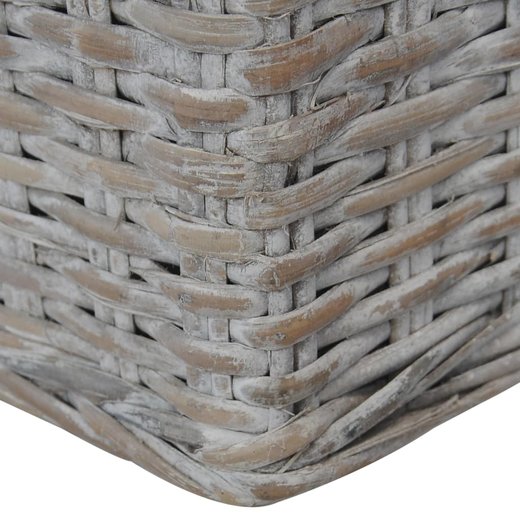 2-tlg. Sofagarnitur mit Auflagen Grau Natur Rattan