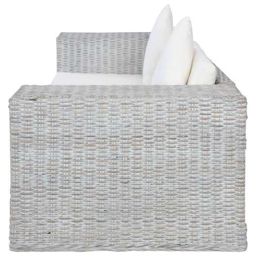 2-tlg. Sofagarnitur mit Auflagen Grau Natur Rattan