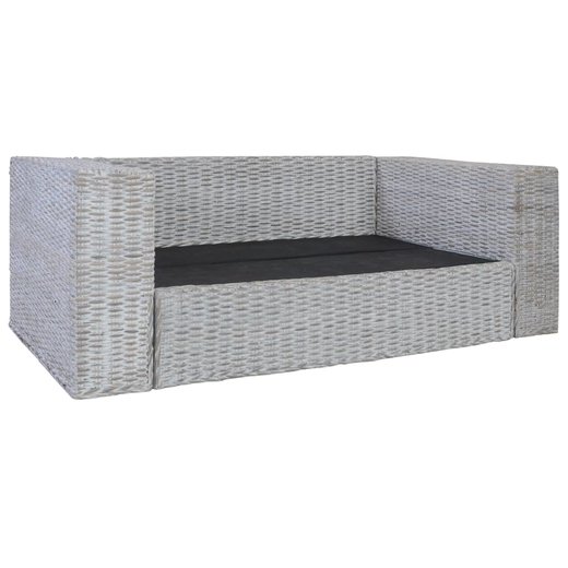 2-tlg. Sofagarnitur mit Auflagen Grau Natur Rattan