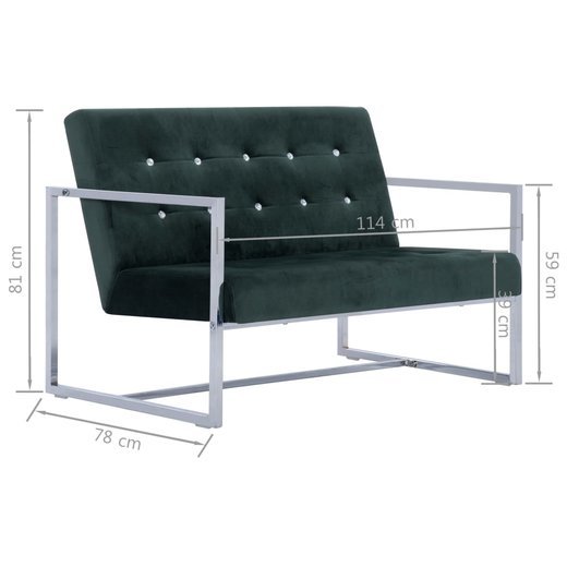 2-Sitzer-Sofa mit Armlehnen Dunkelgrn Chrom und Samt