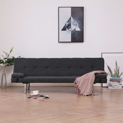 Schlafsofa mit zwei Kissen Dunkelgrau Polyester