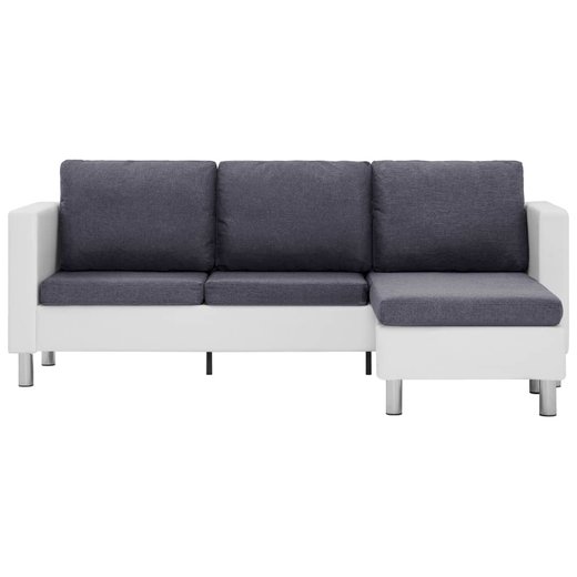 3-Sitzer-Sofa mit Kissen Wei Kunstleder