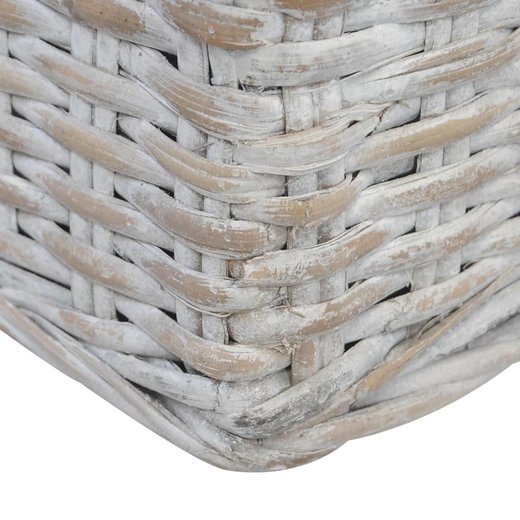 3-Sitzer-Sofa mit Polstern Grau Natrliches Rattan