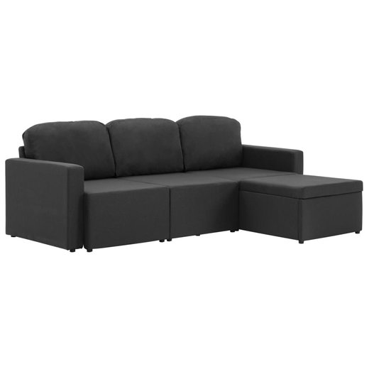Modulares 3-Sitzer-Schlafsofa Dunkelgrau Stoff