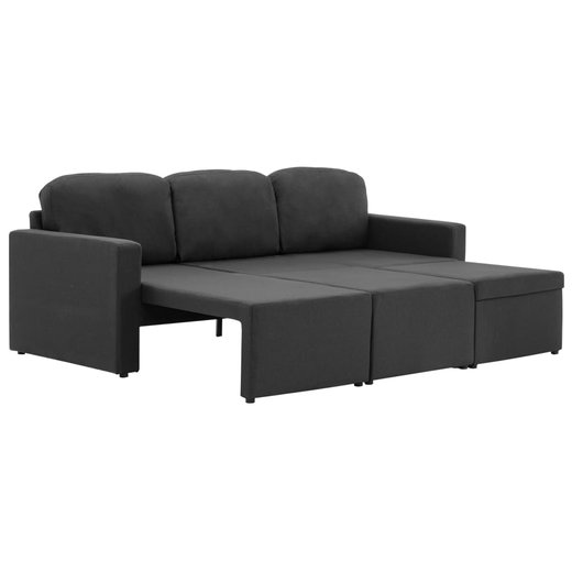 Modulares 3-Sitzer-Schlafsofa Dunkelgrau Stoff