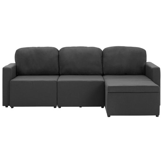 Modulares 3-Sitzer-Schlafsofa Dunkelgrau Stoff