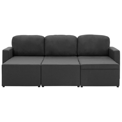 Modulares 3-Sitzer-Schlafsofa Dunkelgrau Stoff