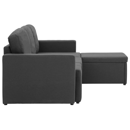 Modulares 3-Sitzer-Schlafsofa Dunkelgrau Stoff