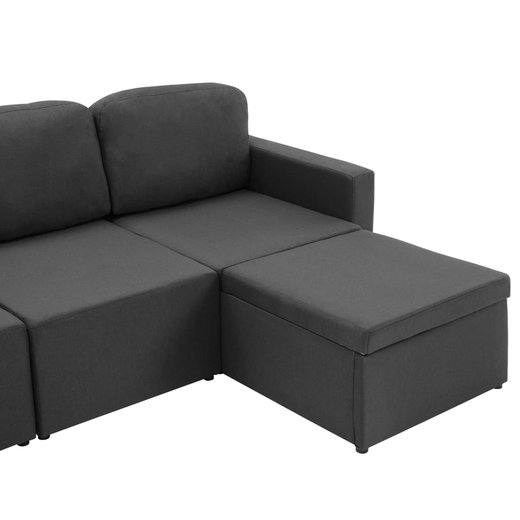 Modulares 3-Sitzer-Schlafsofa Dunkelgrau Stoff