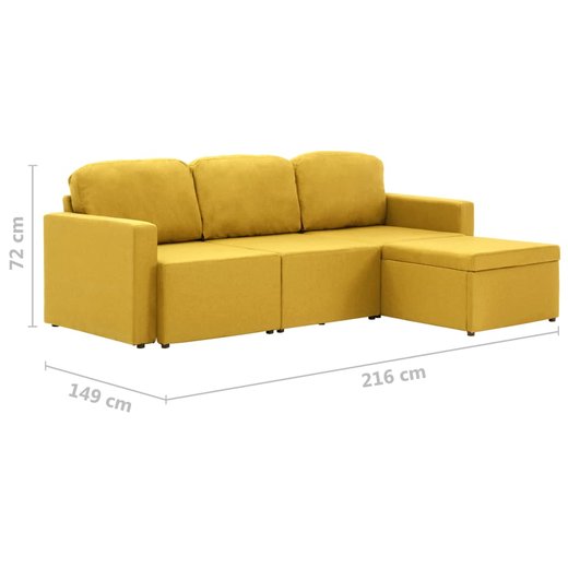 Modulares 3-Sitzer-Schlafsofa Gelb Stoff