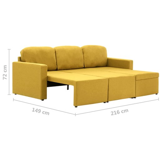 Modulares 3-Sitzer-Schlafsofa Gelb Stoff
