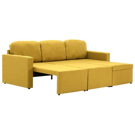 Modulares 3-Sitzer-Schlafsofa Gelb Stoff