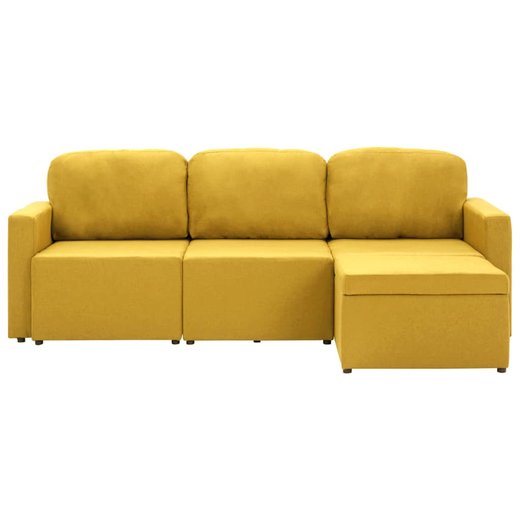 Modulares 3-Sitzer-Schlafsofa Gelb Stoff