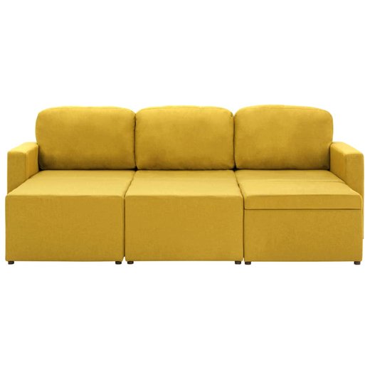 Modulares 3-Sitzer-Schlafsofa Gelb Stoff