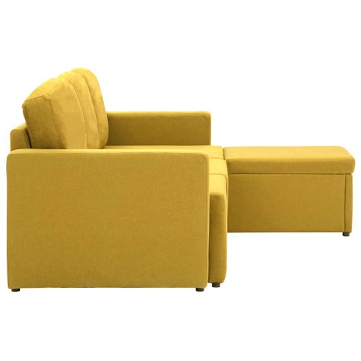 Modulares 3-Sitzer-Schlafsofa Gelb Stoff