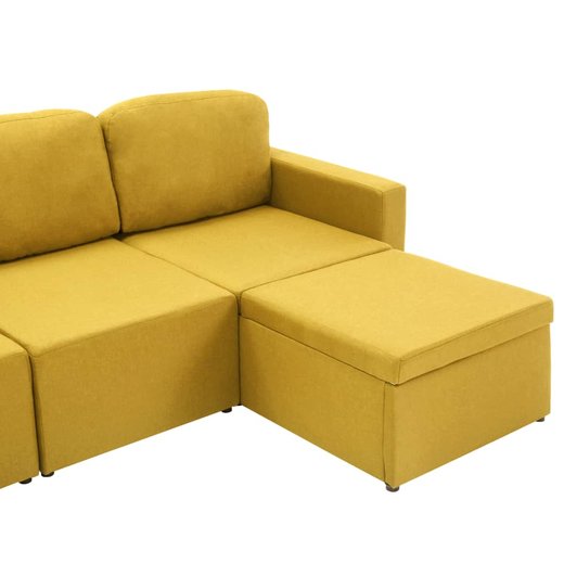 Modulares 3-Sitzer-Schlafsofa Gelb Stoff