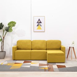 Modulares 3-Sitzer-Schlafsofa Gelb Stoff