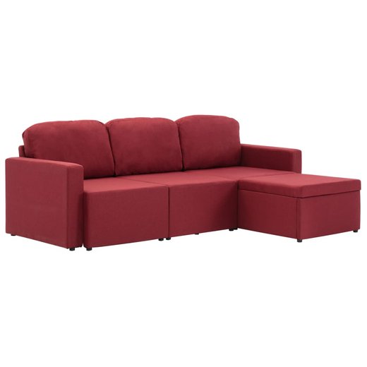Modulares 3-Sitzer-Schlafsofa Weinrot Stoff