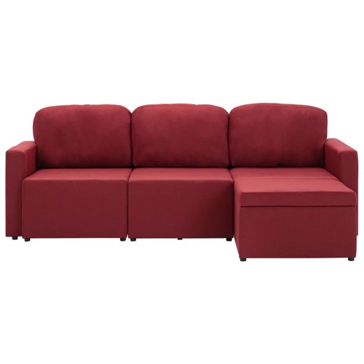 Modulares 3-Sitzer-Schlafsofa Weinrot Stoff